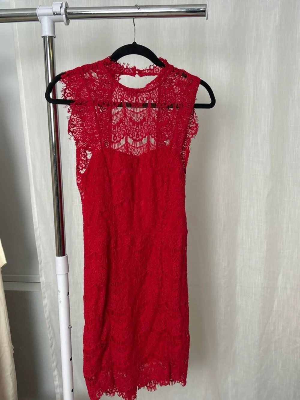 Free People Coral Lace Backless Mini Dress